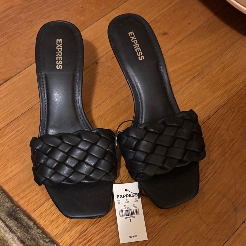 Express Black Braided Slide Sandals